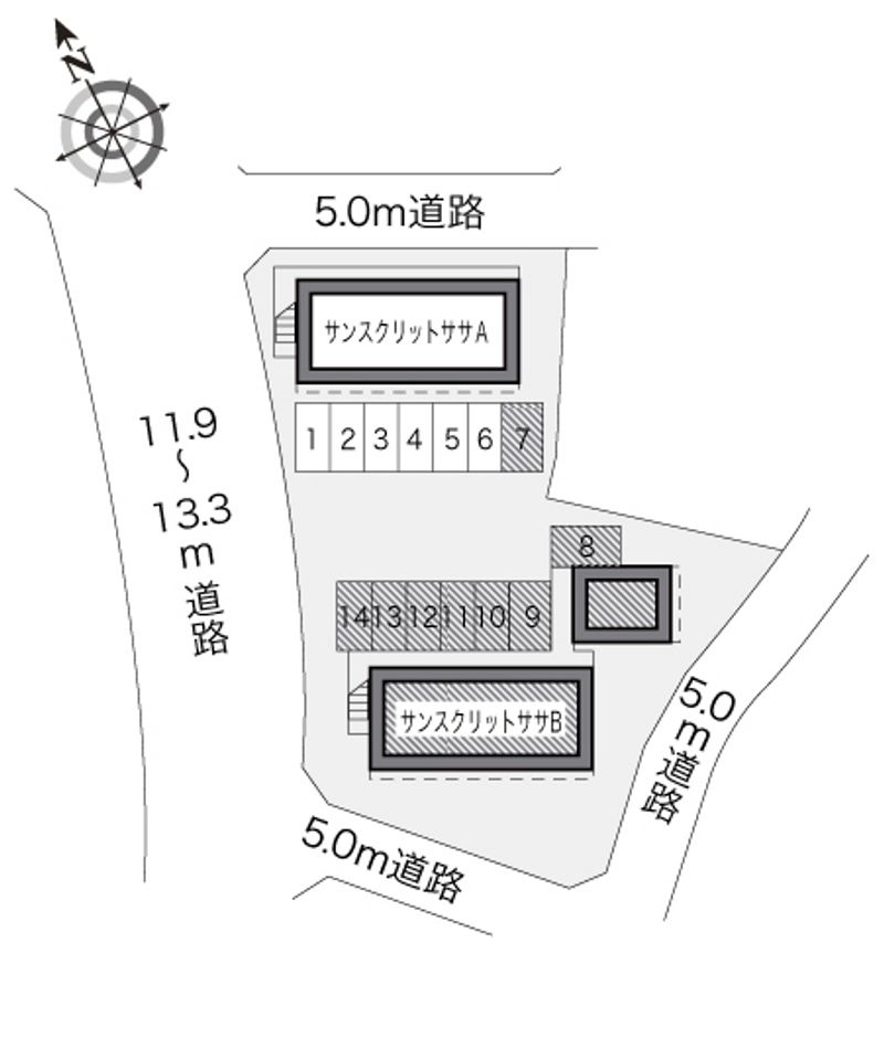 レオパレスサンスクリットササＢ 駐車場