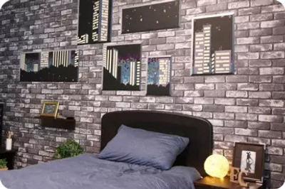 Masking tape art for a cool bed area