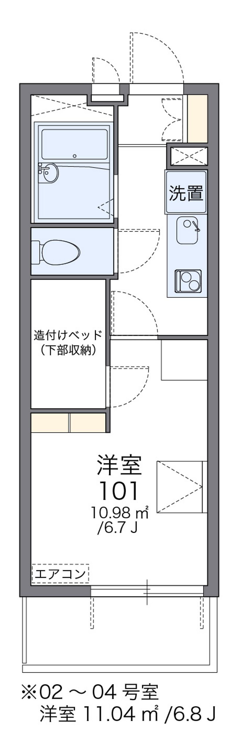 レオパレスボヌール若林 間取図