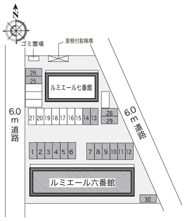 レオパレスルミエール六番館 配置図