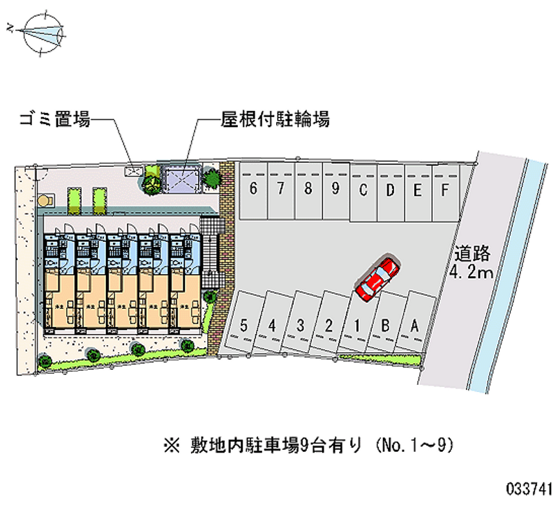 レオパレスアカシヤＢ 月極駐車場