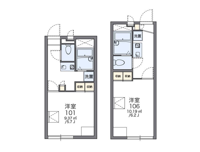 レオパレスシェソワ中通 間取図
