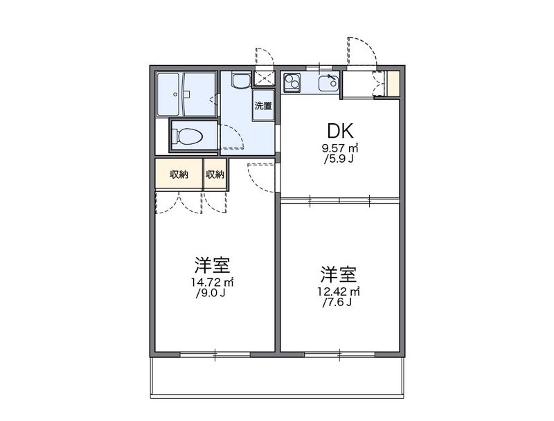 レオパレスクィーンズ由真 間取図