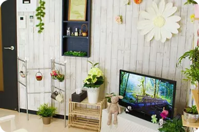 A nice room with wood wallpaper that looks great in the morning sun.