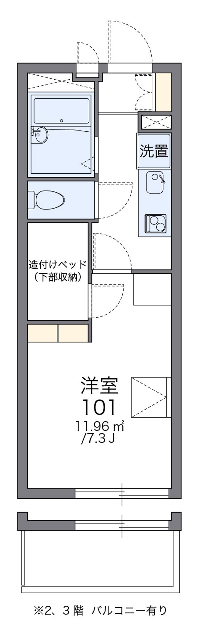 レオパレスリバーサイド天神 間取図