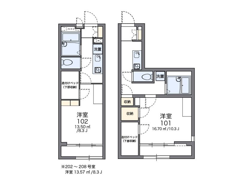 レオパレスリビングメイト学園前 間取図