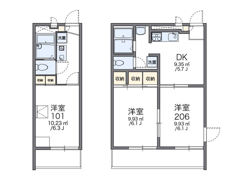 レオパレスリバーサイド壱番館 間取図