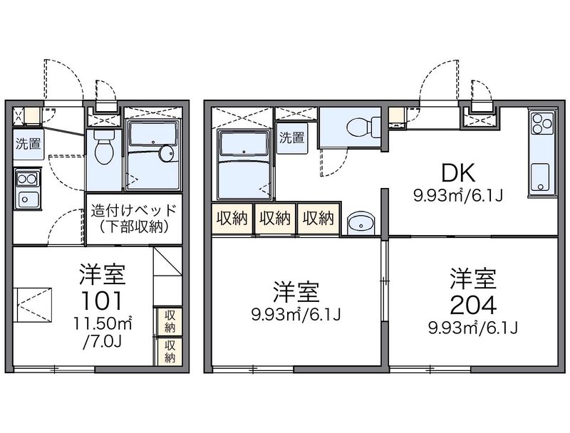 レオパレスカネキュウ 間取図