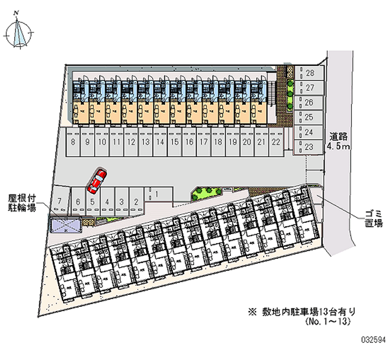 レオパレスフォレスト萩野Ⅰ 月極駐車場