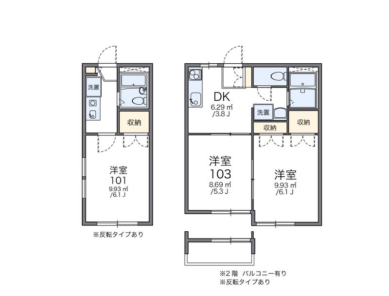 レオパレスＮＡＫＡＪＩＭＡ 間取図