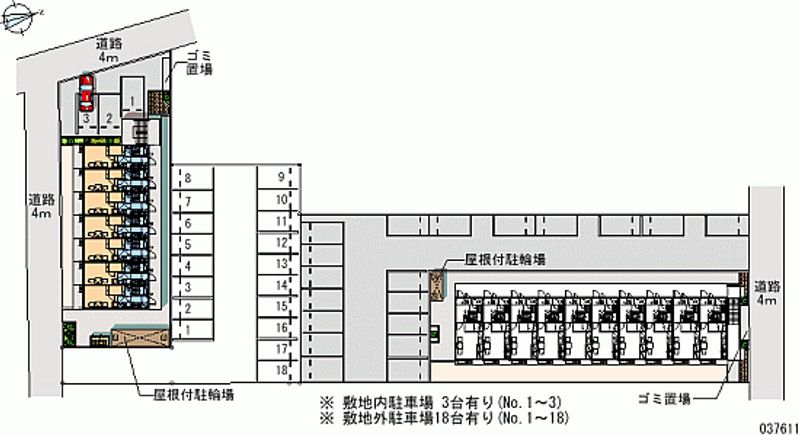 レオパレスルーチェⅢ 月極駐車場