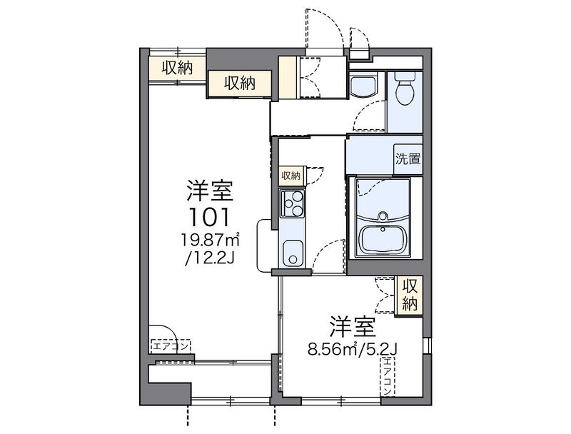レオパレスシェルテニナガワ 間取図