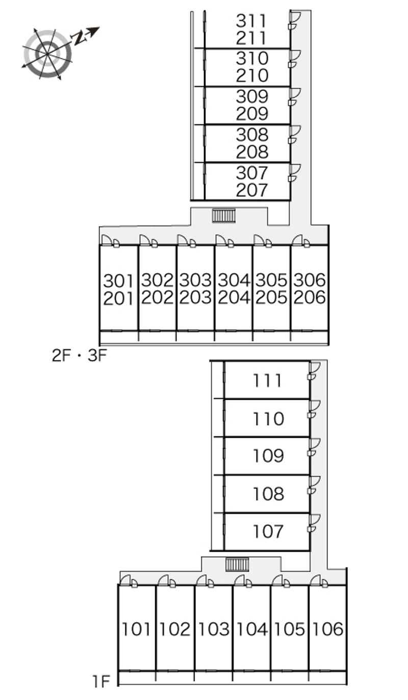 レオパレスラフォンテ大井手 間取配置図