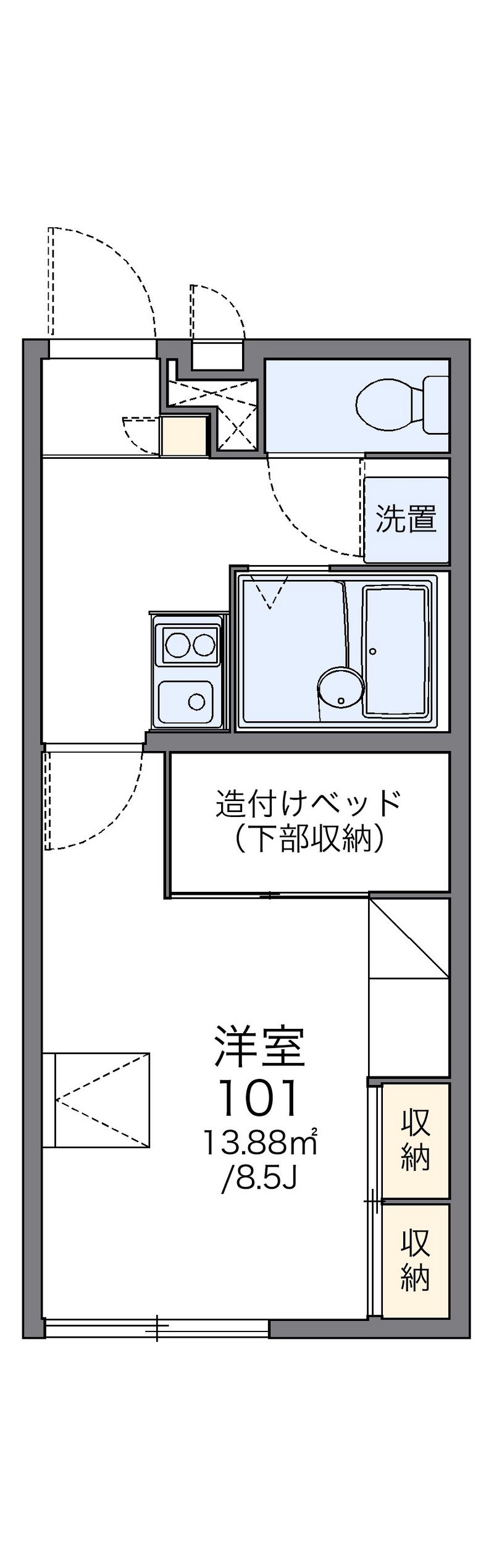 レオパレスメルベーユ新津 間取図