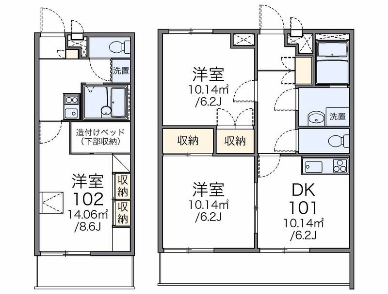 レオパレスプランタン参番館 間取図