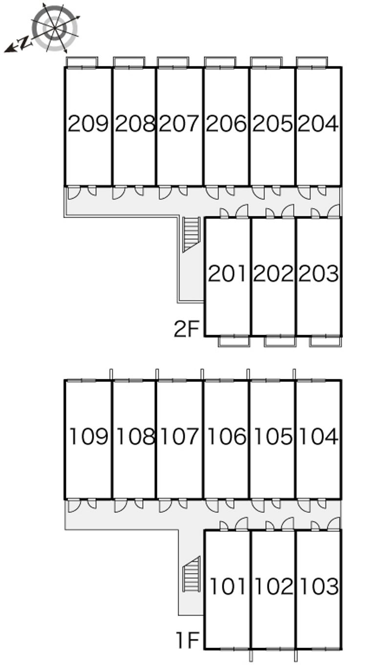 レオパレスウチダ７号館 間取り配置図