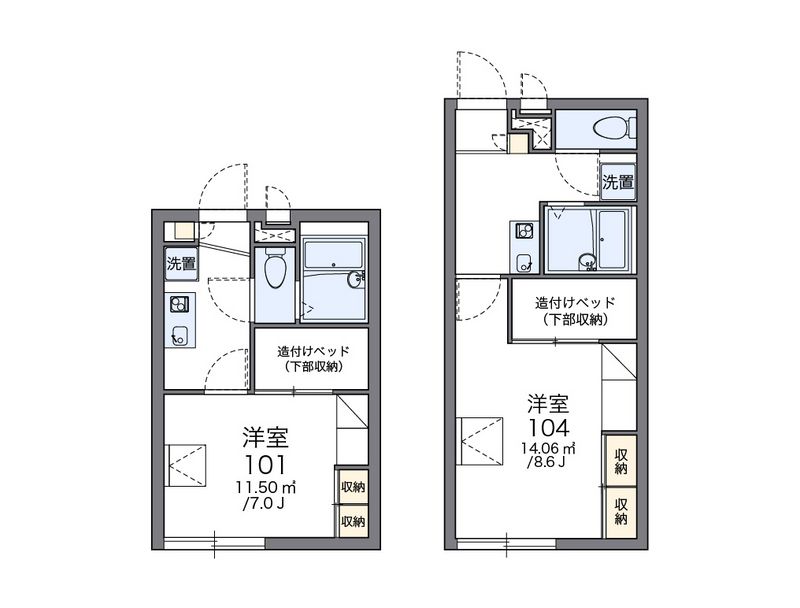 レオパレスリルト和田町 間取図