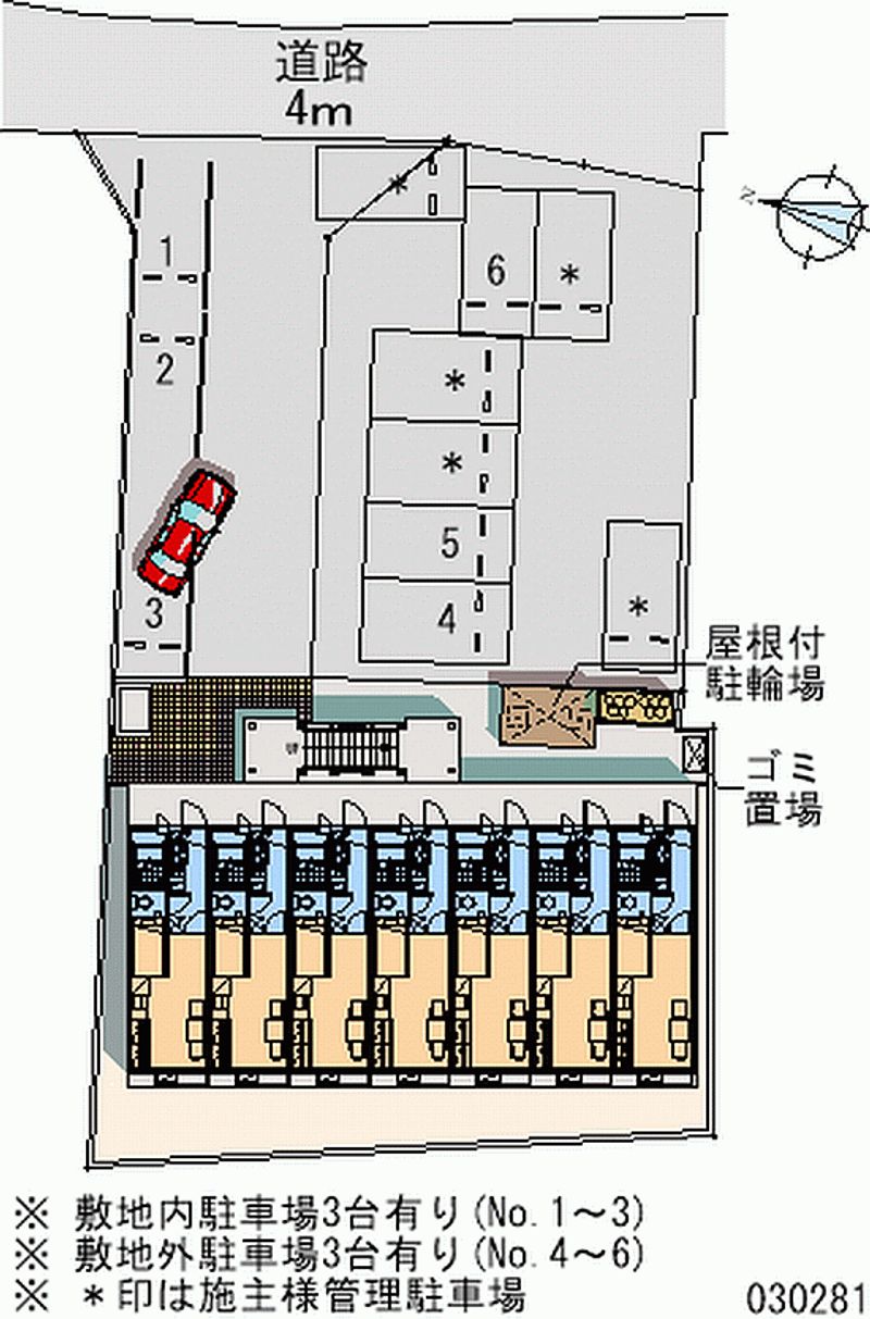 レオパレスジュセル 月極駐車場