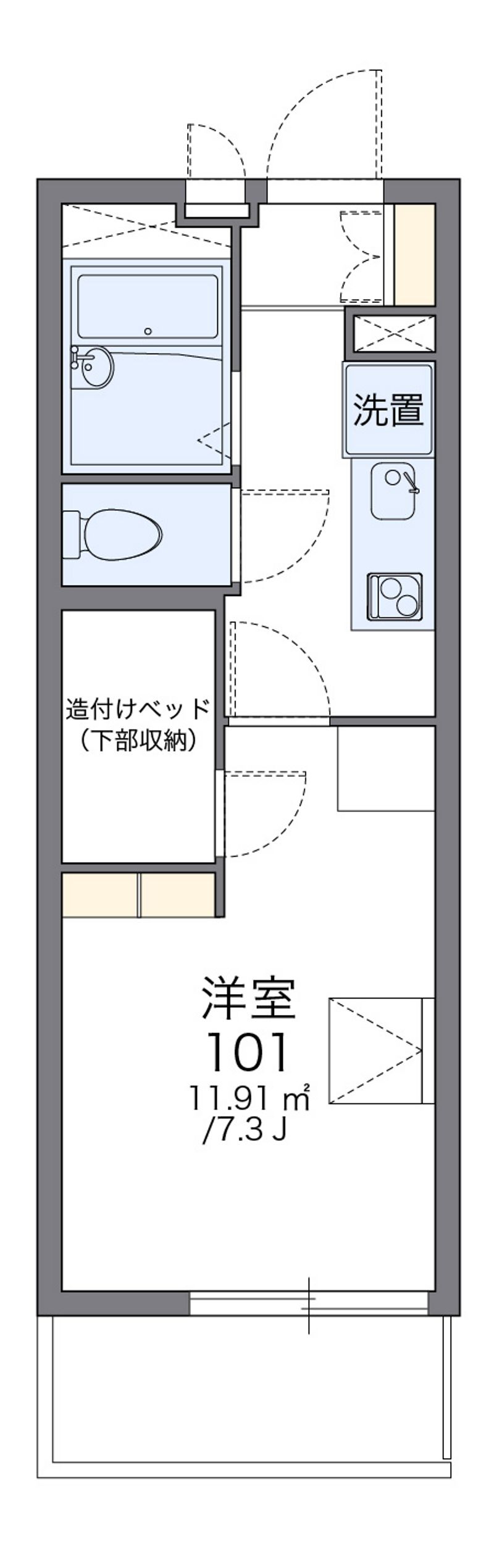 レオパレスドミール浜田 間取図