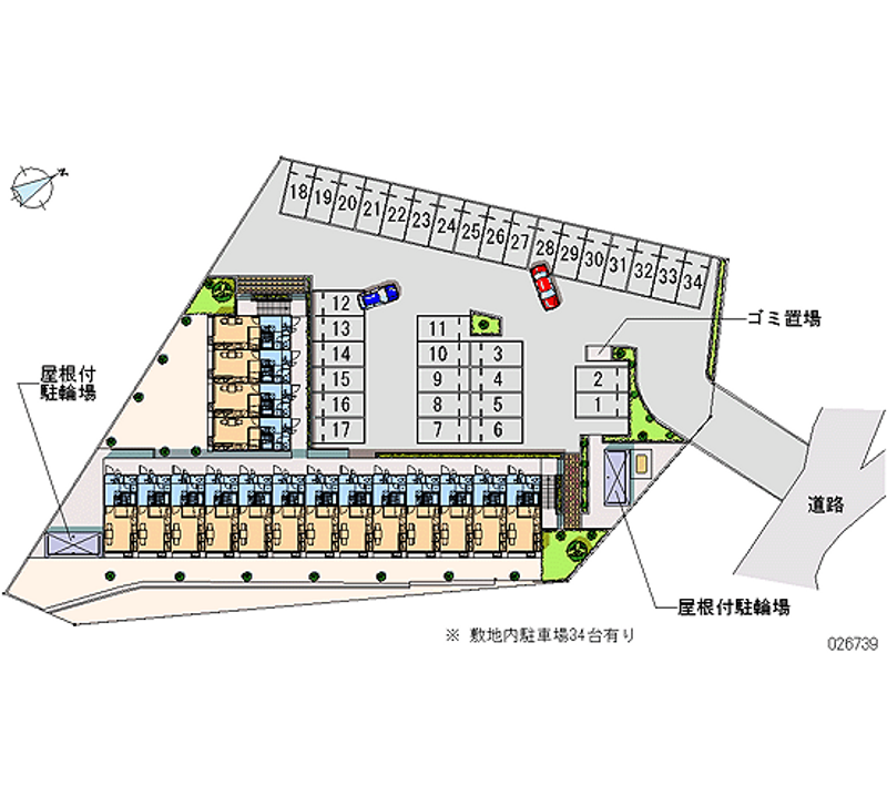 レオパレスメルベーユ新津 月極駐車場