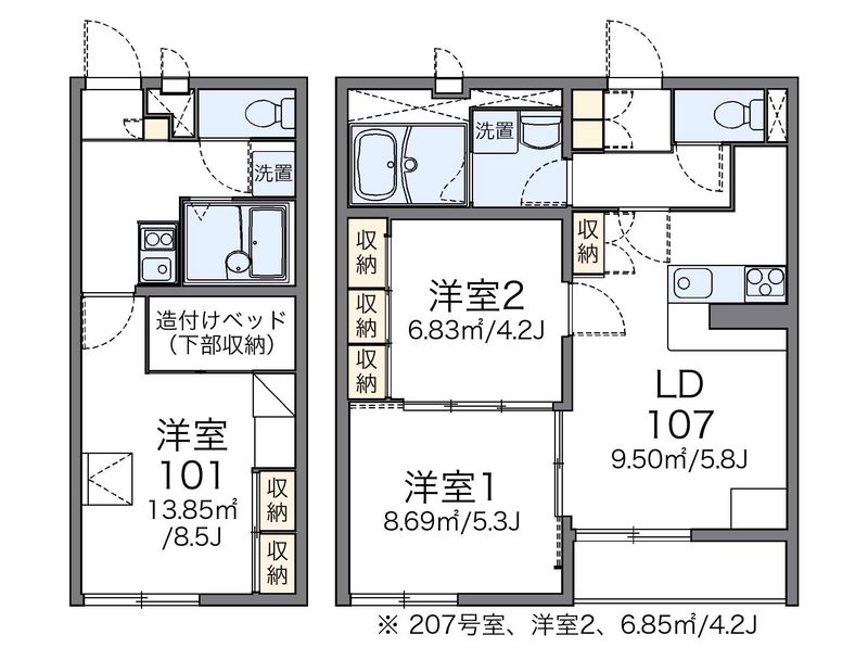 レオパレスサニーふじ 間取図