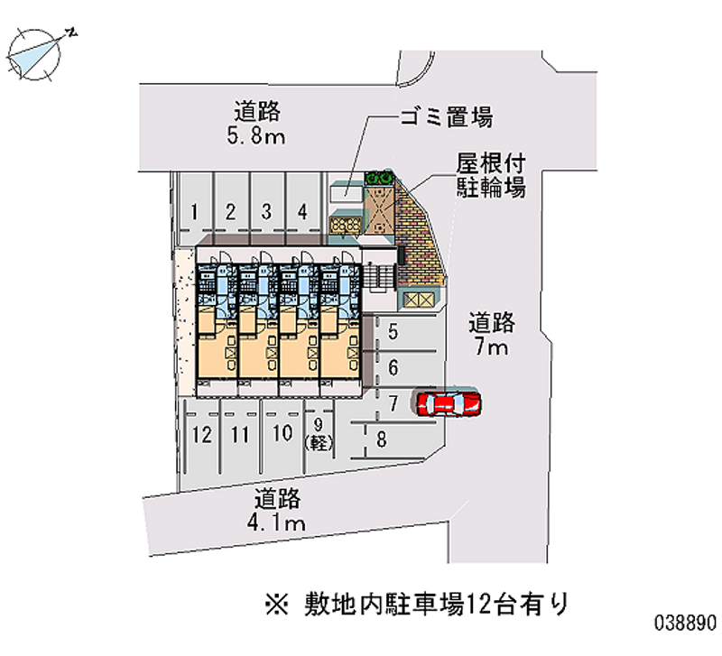 レオパレスラフィーネ田中 月極駐車場