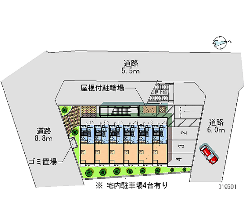 レオパレス比良 月極駐車場