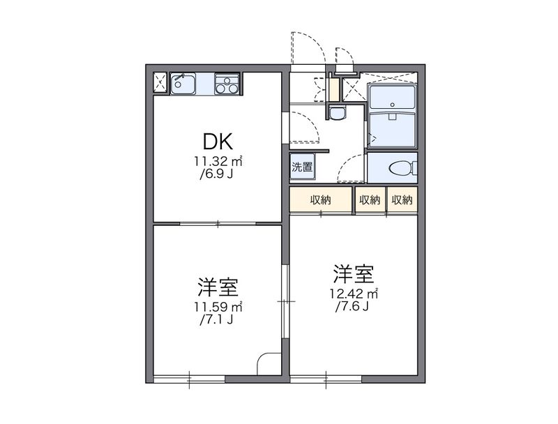 レオパレスパーシモン　辻子 間取図