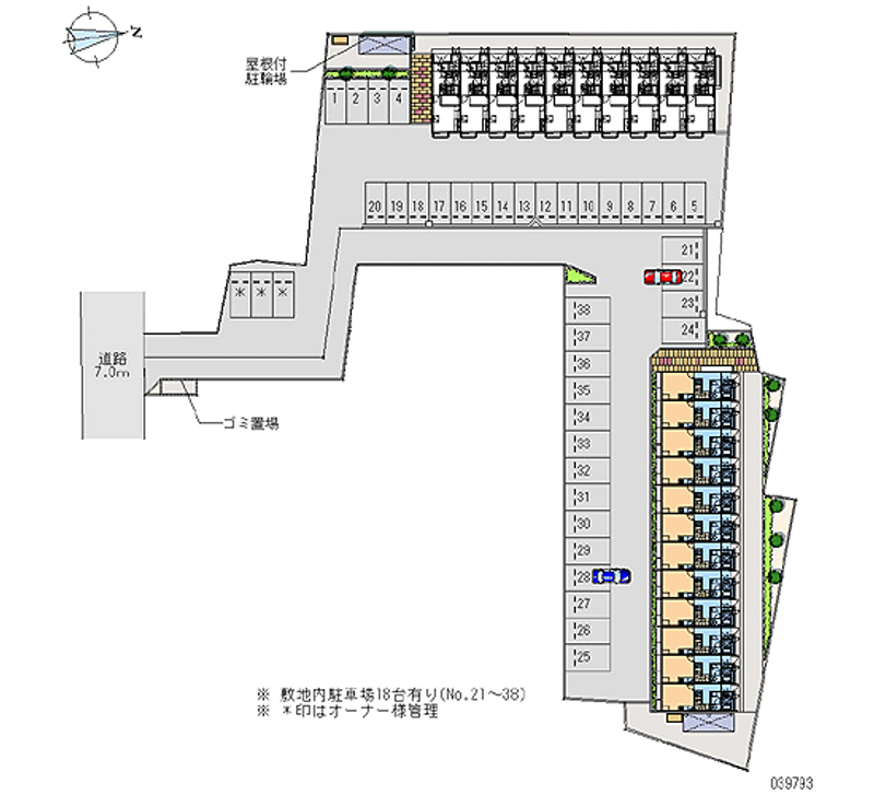 レオパレスウエスト広川二号館 月極駐車場