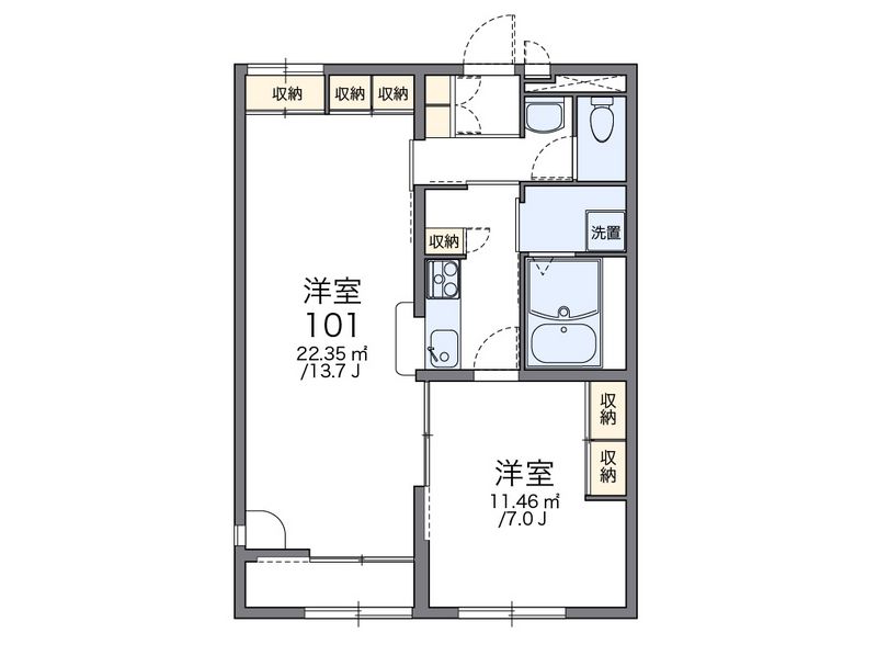 レオパレスル　シェルＢ 間取図