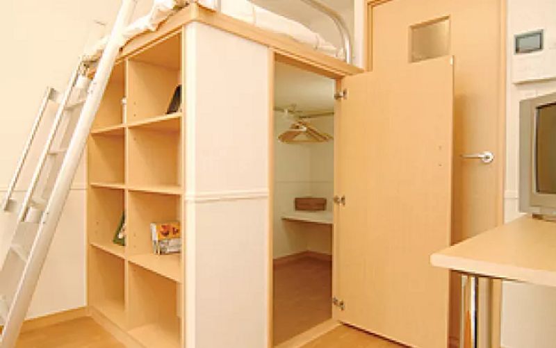 Walk-in closet under the bed