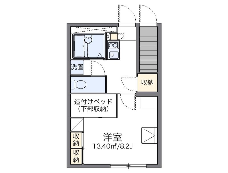 レオパレスエスポアールかくだ 間取図