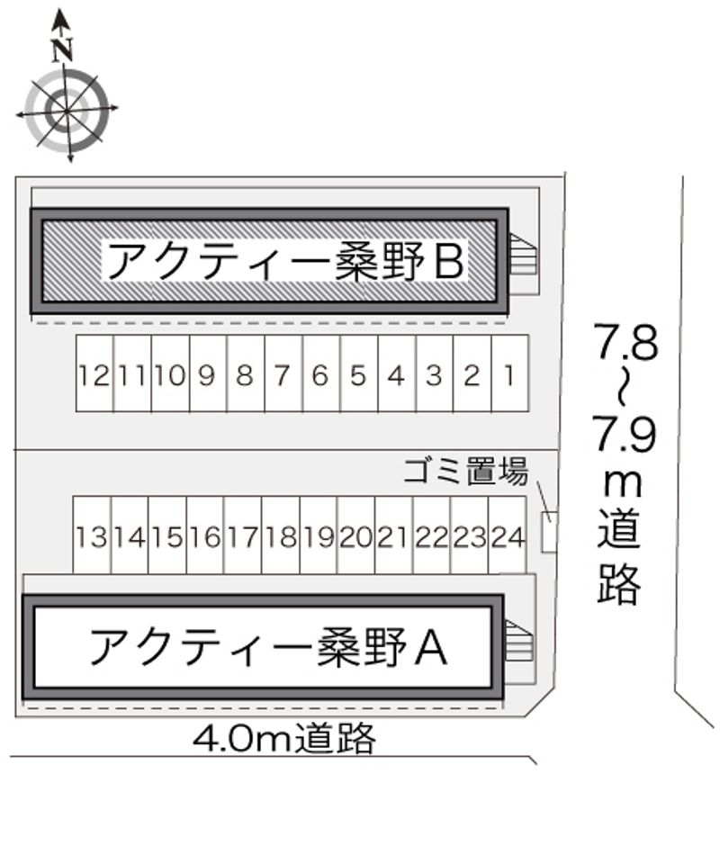レオパレスアクティー桑野Ｂ 配置図