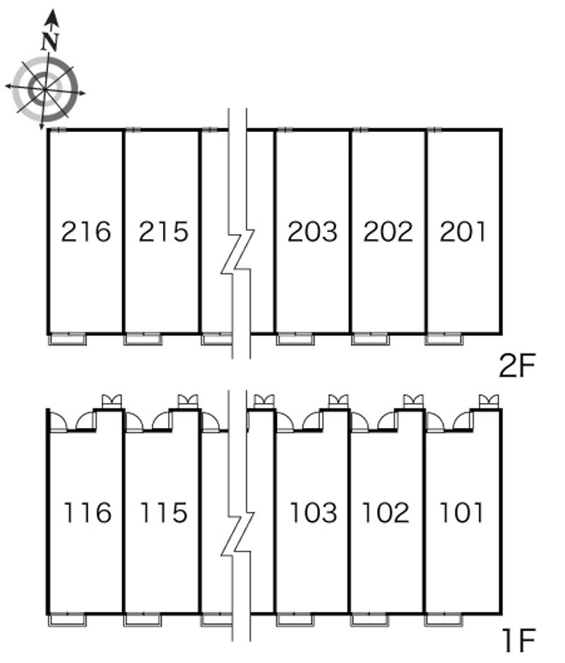 レオパレスルレーブ上面 間取配置図