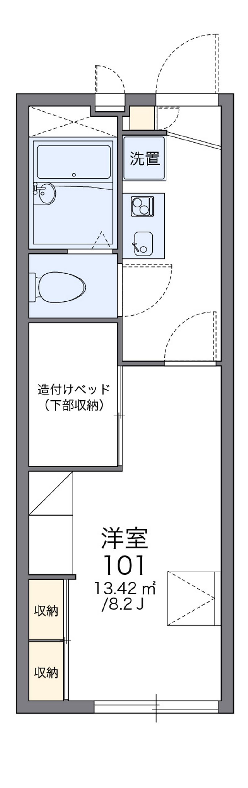 レオパレスミルコワンリビエール 間取図