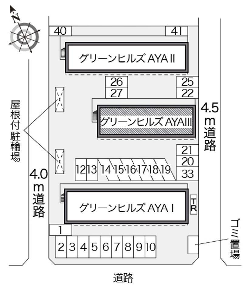 レオパレスグリーンヒルズＡＹＡ　Ⅲ 配置図