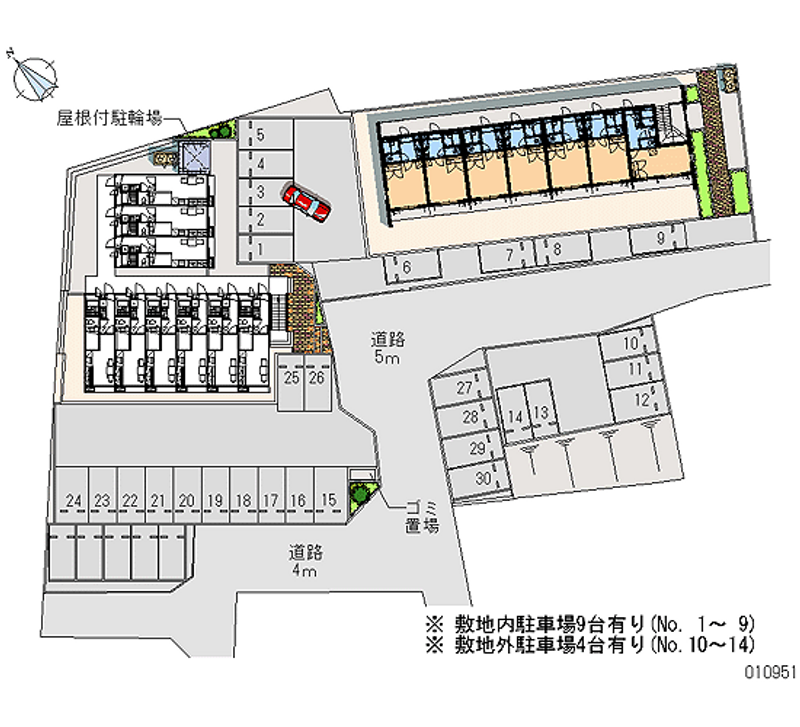 レオパレスジュネスピューパ 月極駐車場