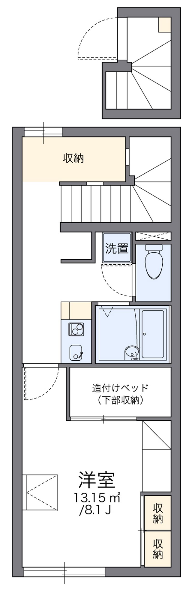 レオパレス高台夕景 間取図