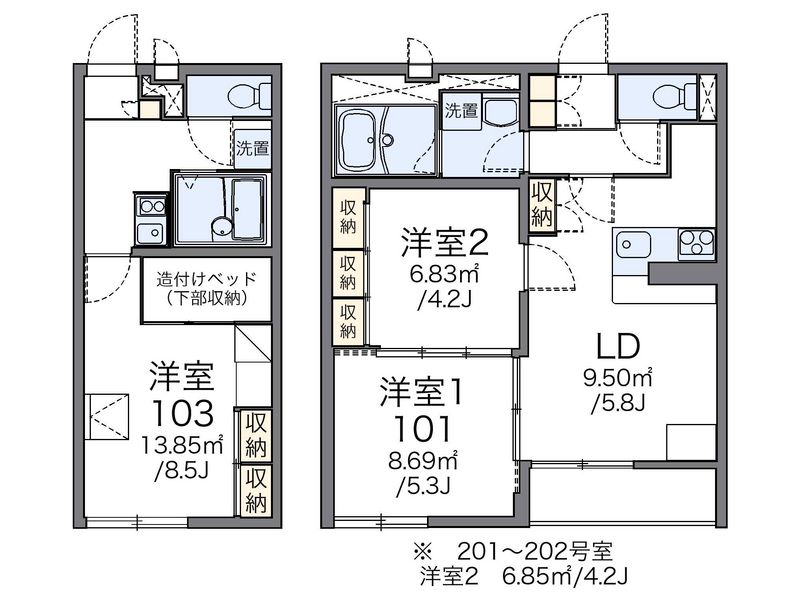 レオパレスシャンブル 間取図