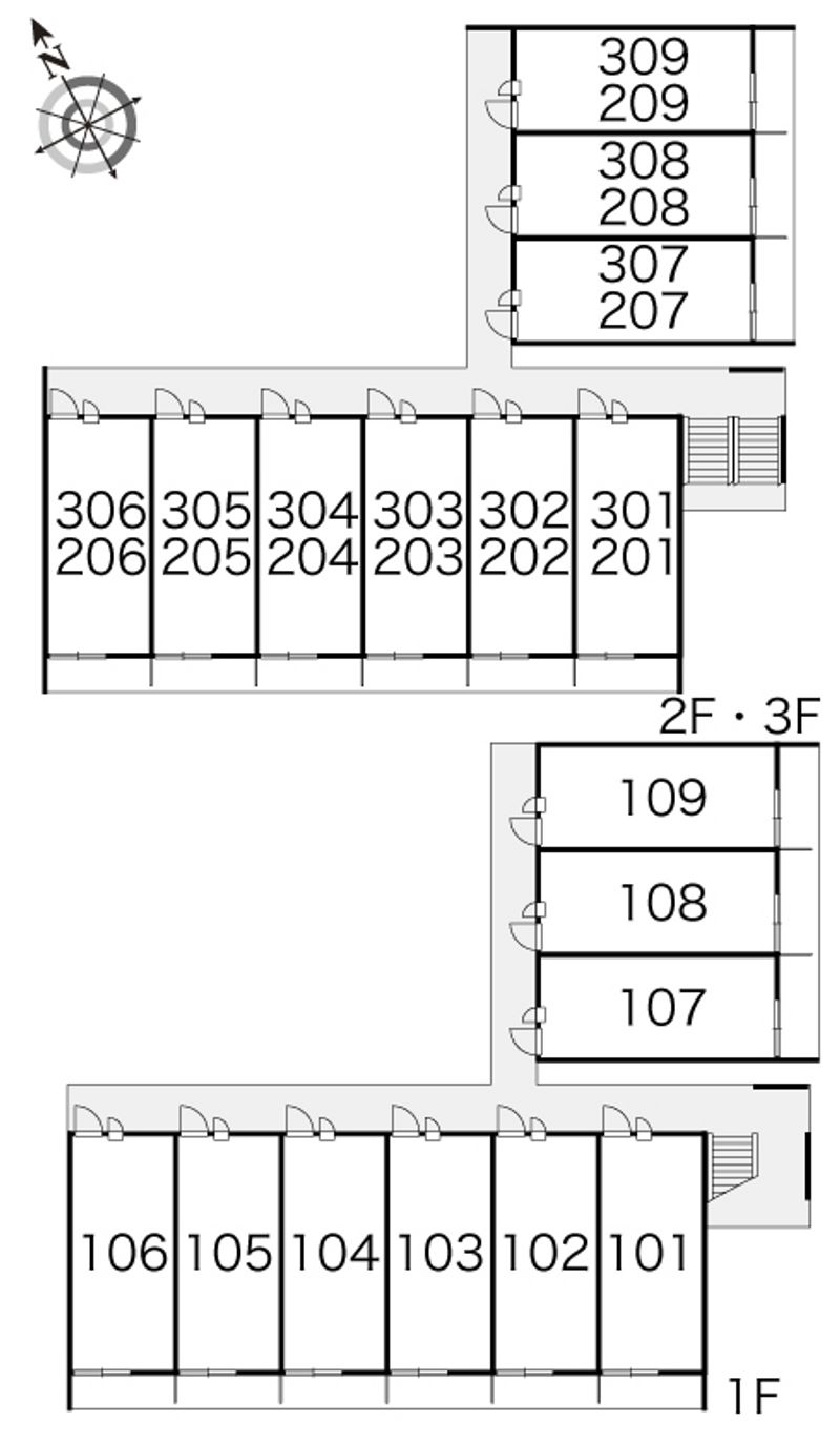 レオパレス北屋敷Ⅱ 間取配置図