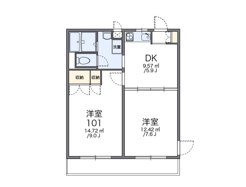 レオパレスクィーンズ由真 間取図