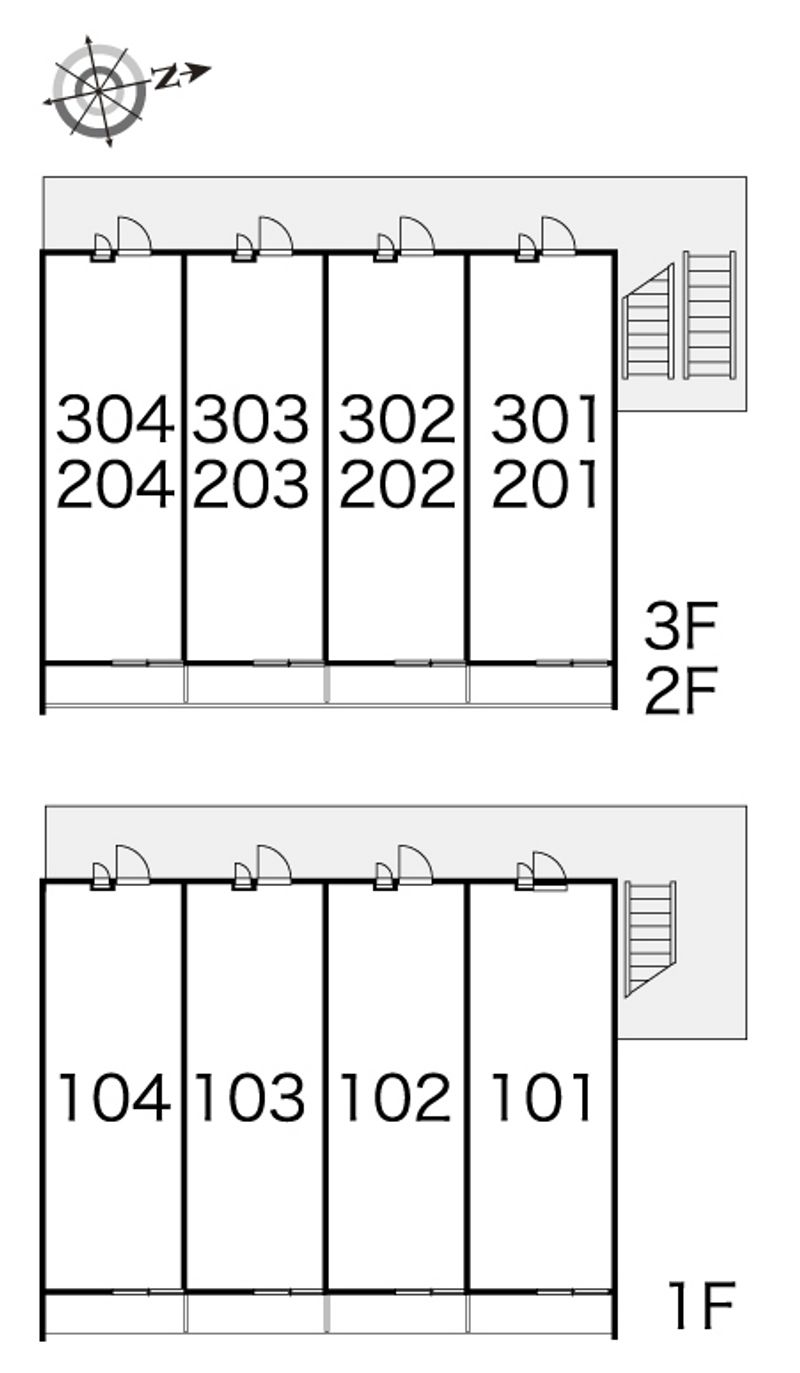 レオパレスＢ　＆　Ｒ 間取り配置図