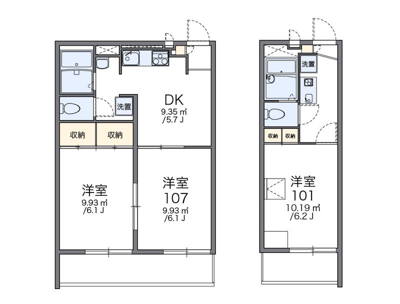 レオパレスＷａｋａｍｉｚｕ　３ 間取図