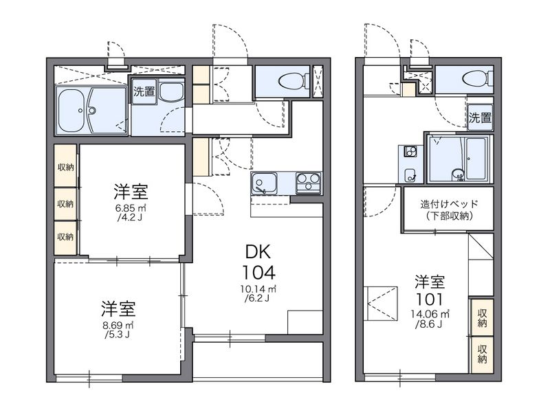 レオパレス文理台 間取図