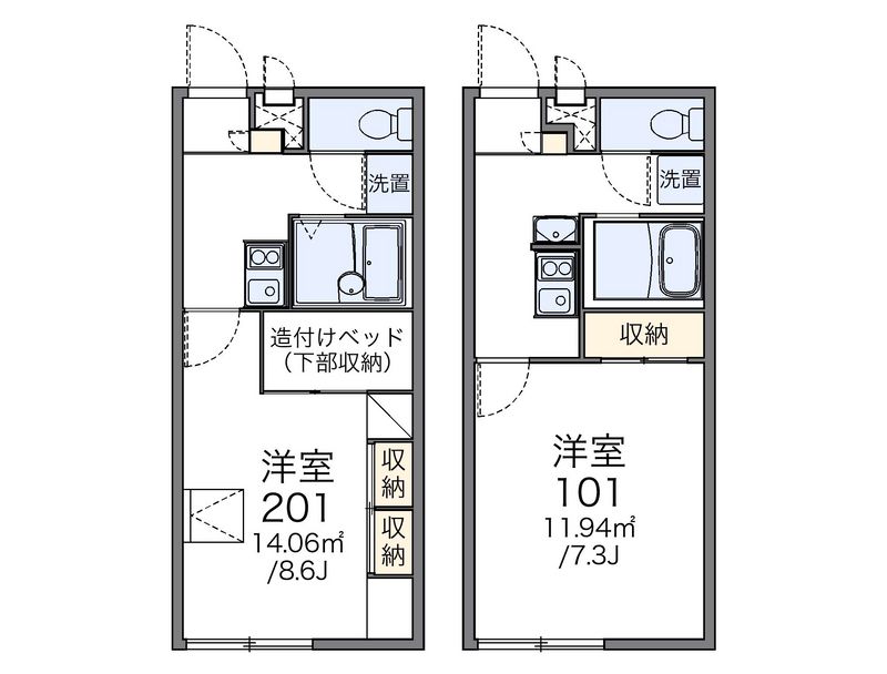 レオパレスなかじま 間取図