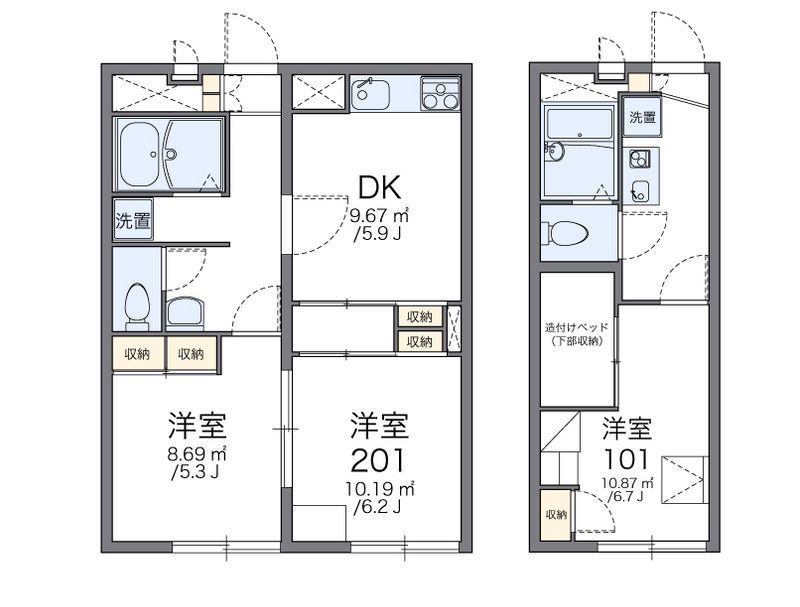 レオパレスアザレーア 間取図